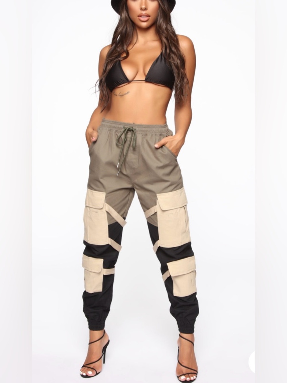 FN Utility Colorblock Cargo Joggers - Olive & Beige